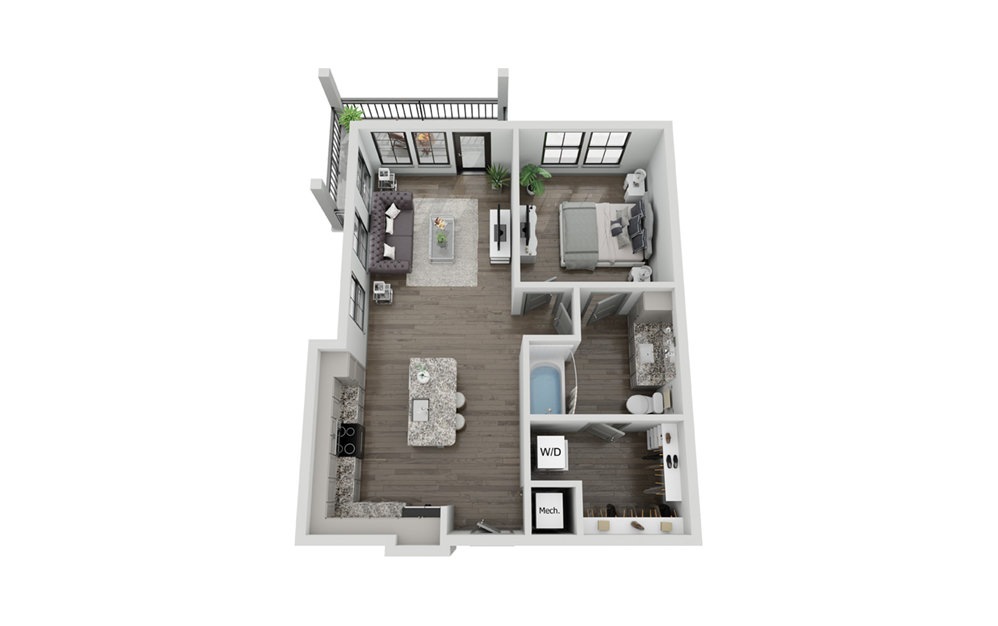 A3 - 1 bedroom floorplan layout with 1 bath and 853 square feet.